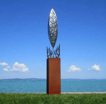 Huge artwork flame on column